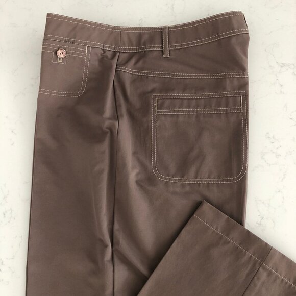 Gerry Weber Hi Waisted Straight Leg Pants w Pick Stitching Olive Green Sz 10 - Picture 3 of 12